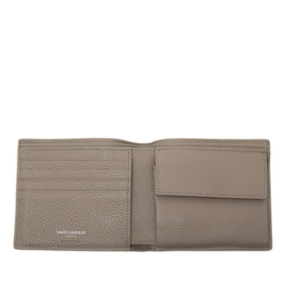 Saint Laurent Tiny Cassandra YSL Logo Bi-fold Wallet 610193 Beige Leather Wom... - Picture 4 of 7